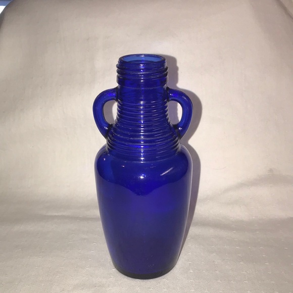 Cobalt Blue 2 Handle Jug Bottle/ Bud Base 7” - Picture 1 of 10